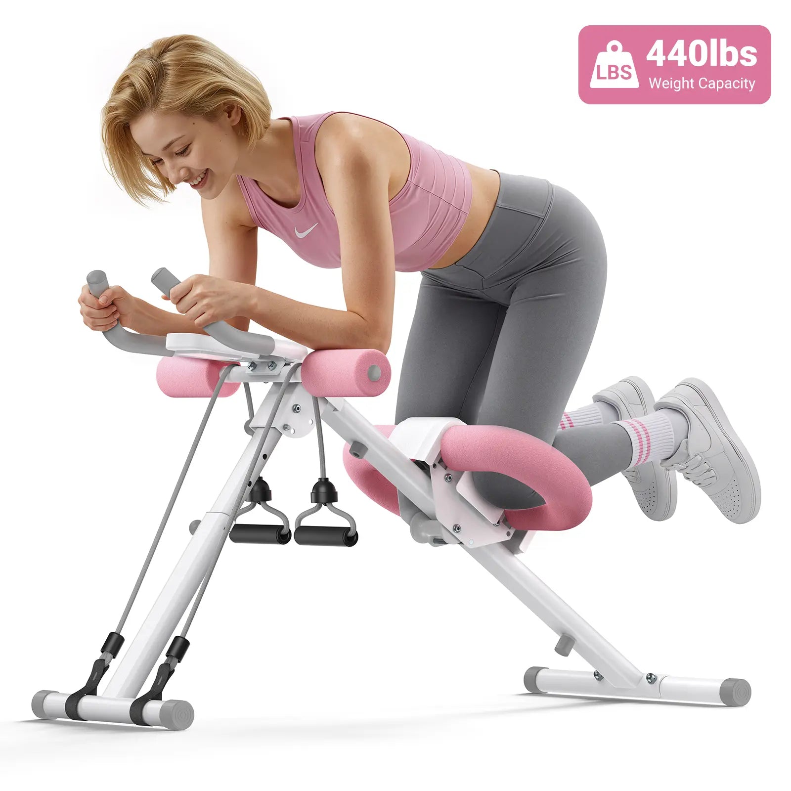 Adjustable Ab Trainer Machine with LCD Monitor, 10-level adjustable resistance, Foldable