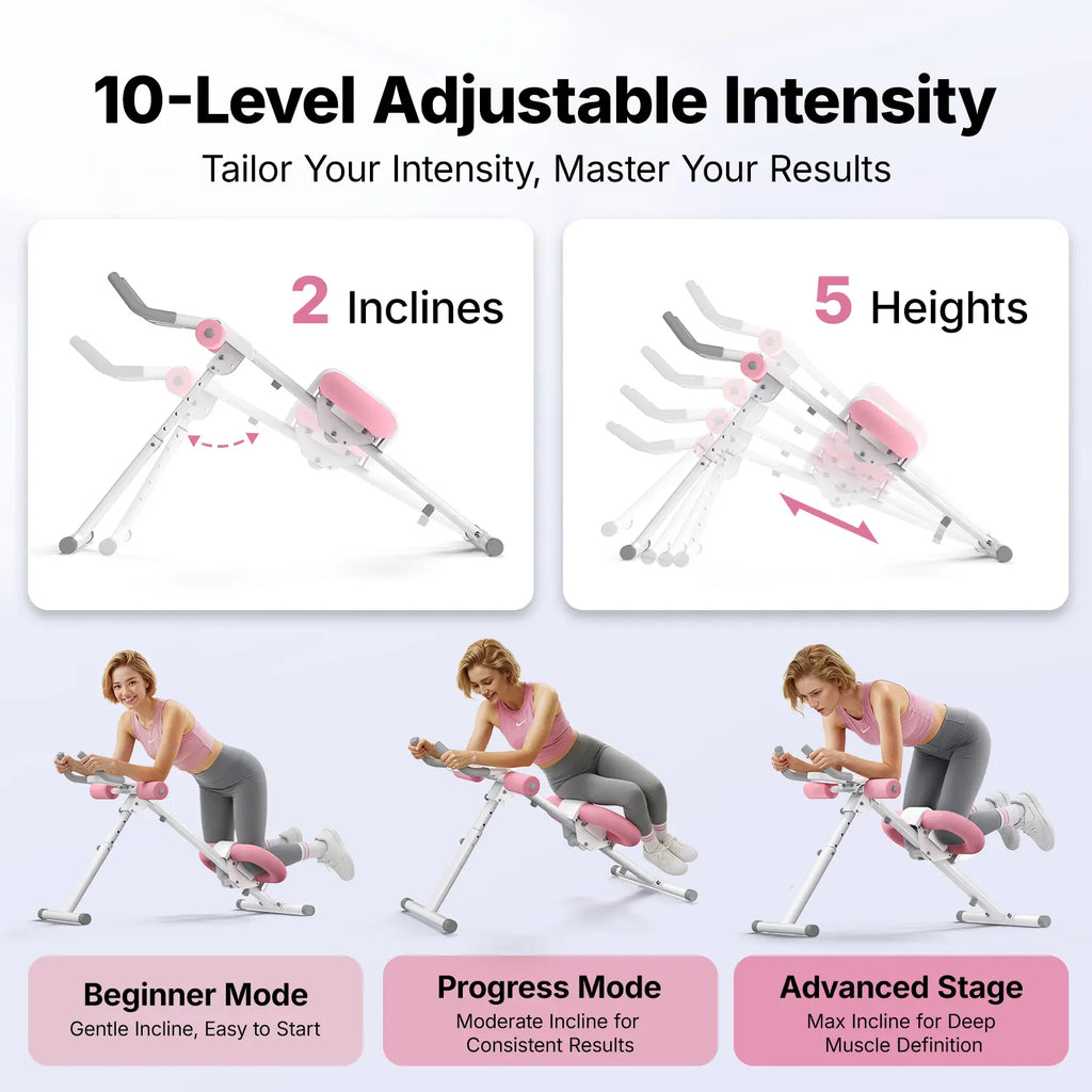 10-Level Adjustable Foldable Ab Trainer with LCD Display
