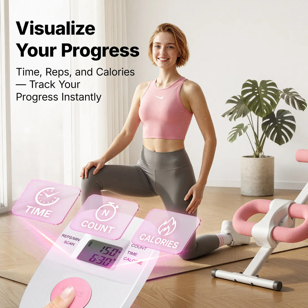 10-Level Adjustable Foldable Ab Trainer with LCD Display