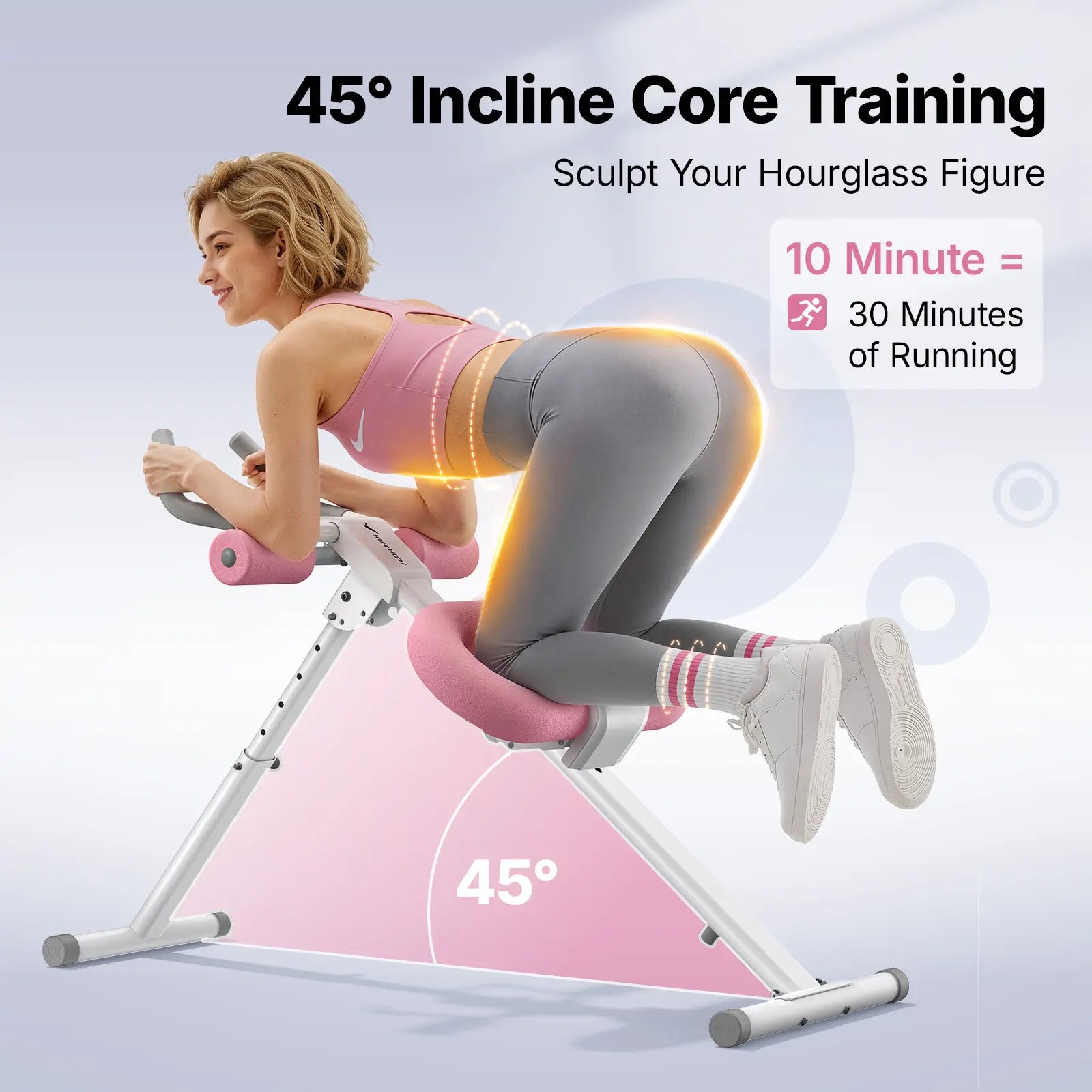 10-Level Adjustable Foldable Ab Trainer with LCD Display