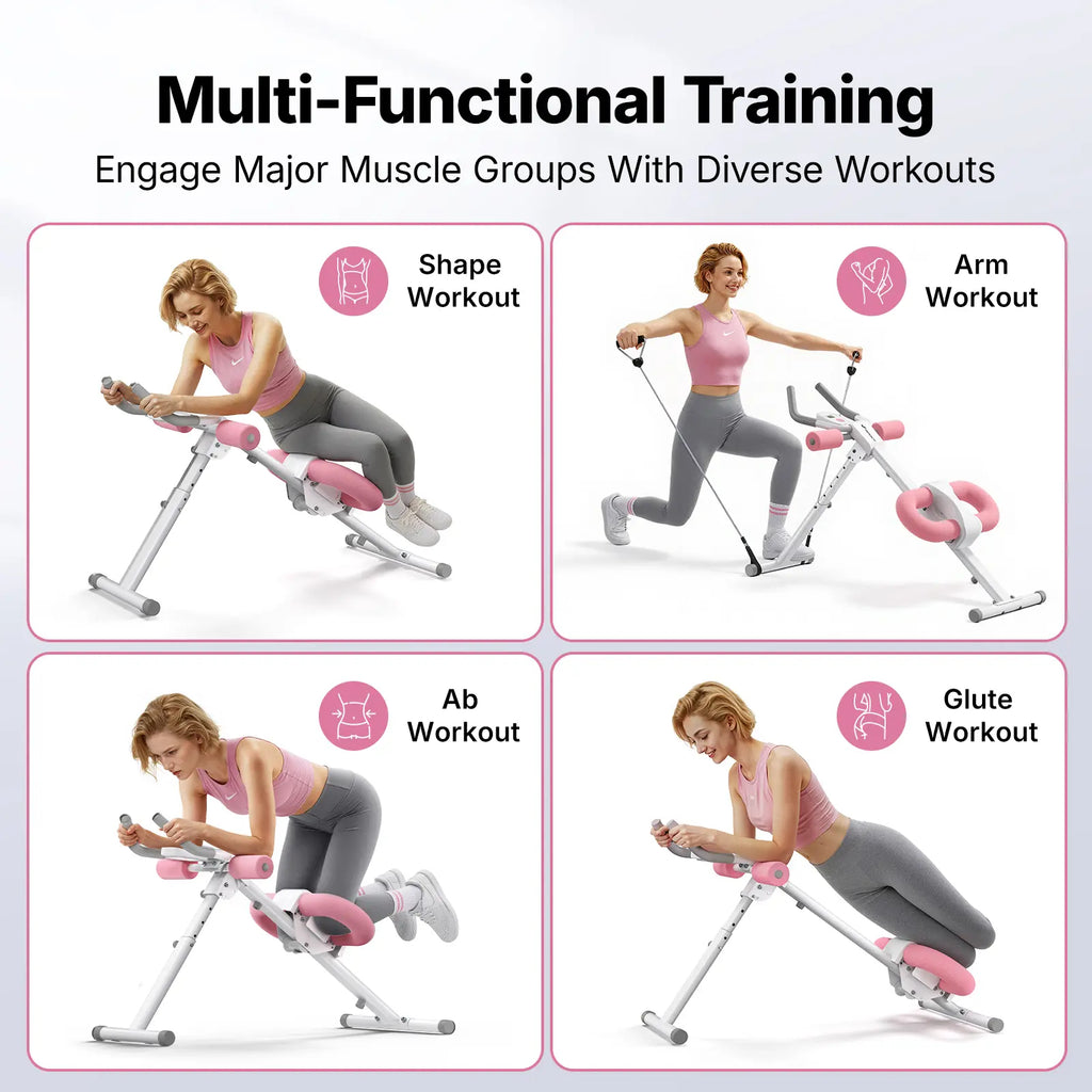 10-Level Adjustable Foldable Ab Trainer with LCD Display