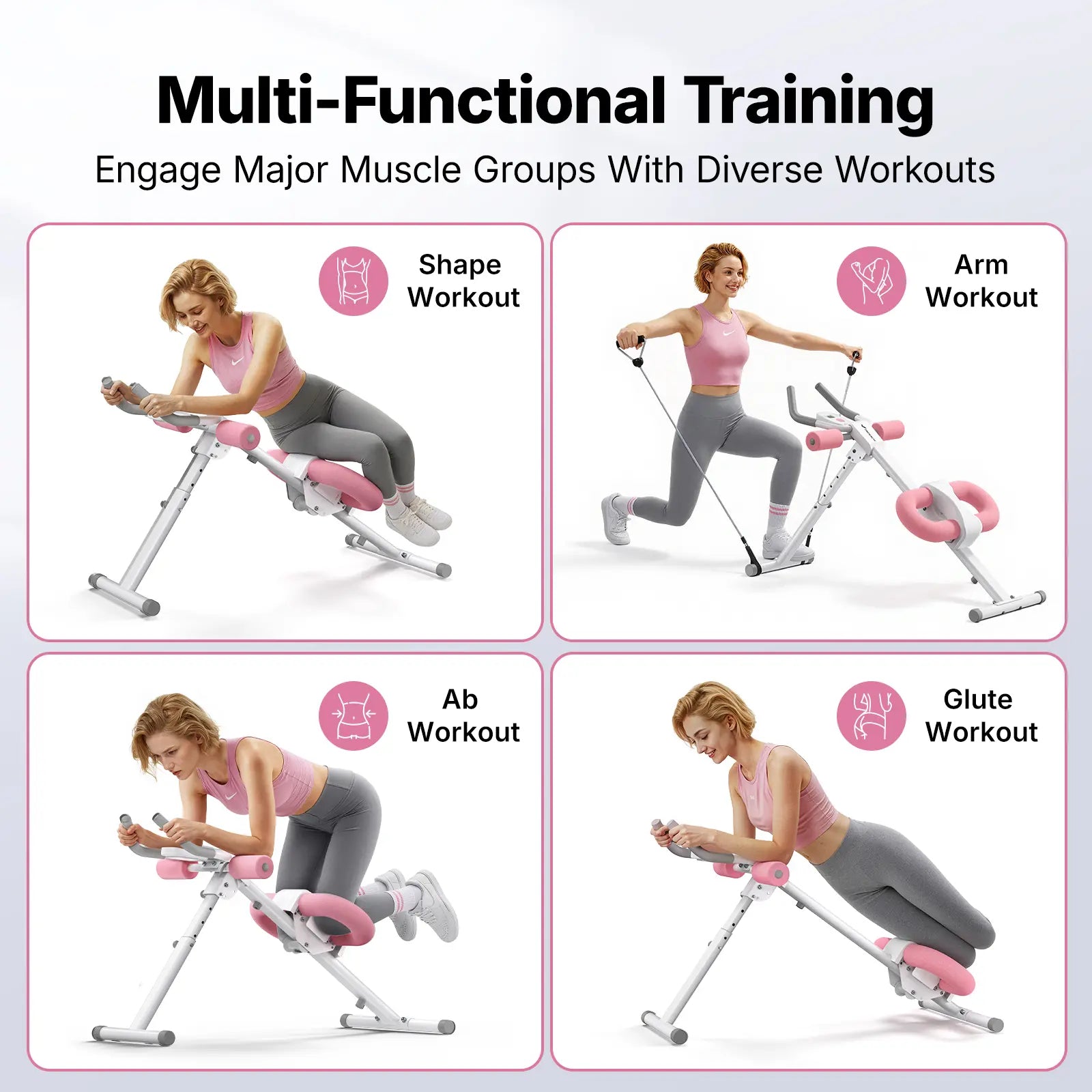 10-Level Adjustable Foldable Ab Trainer with LCD Display