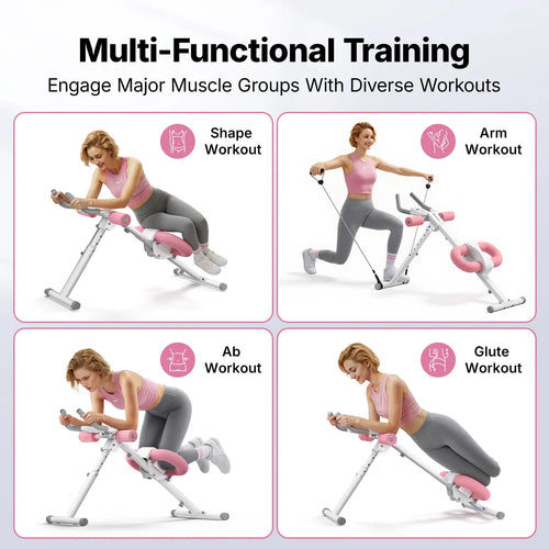 10-Level Adjustable Foldable Ab Trainer with LCD Display